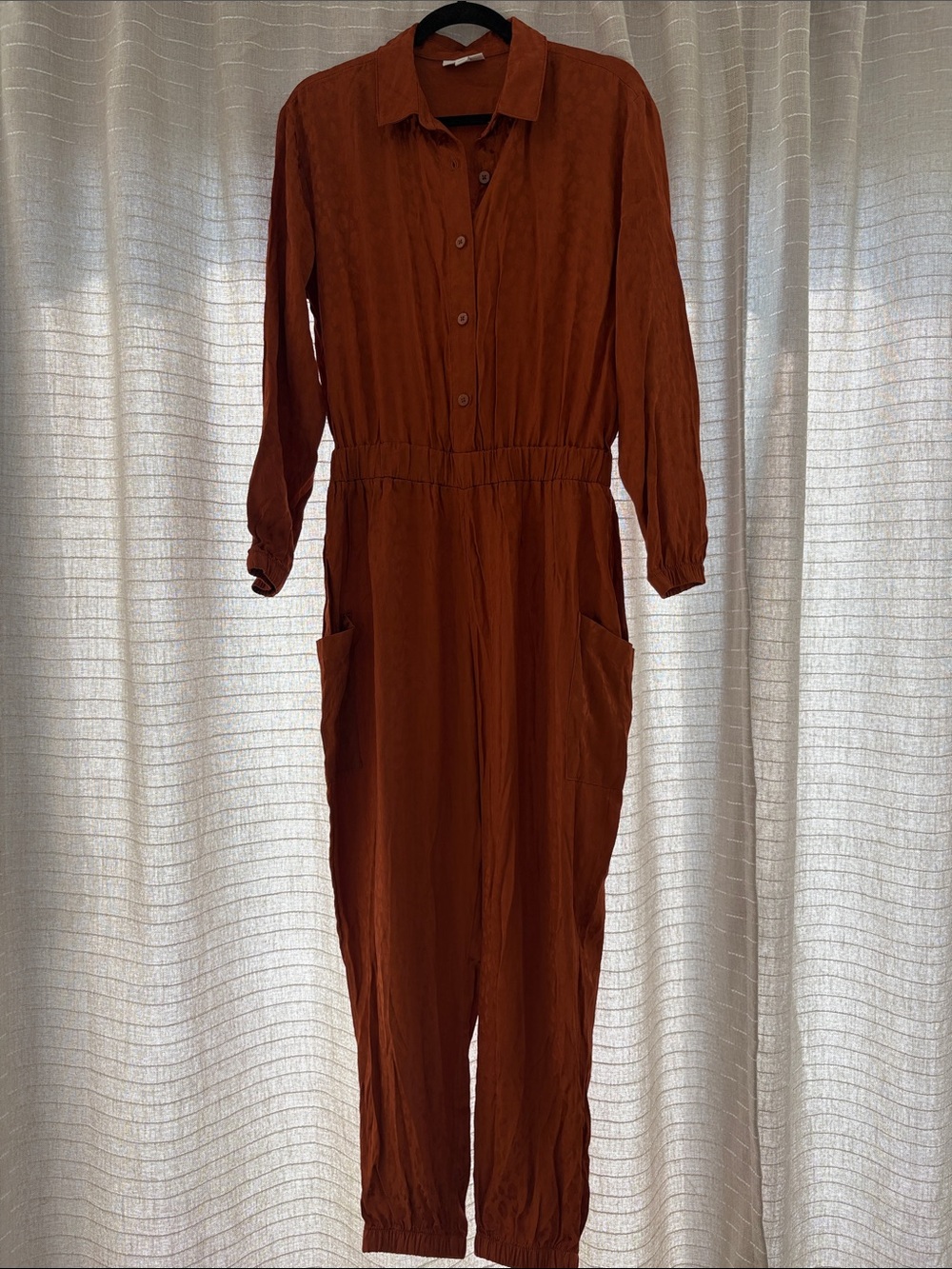 Rust orange Long Sleeve Utility Jumpsuit